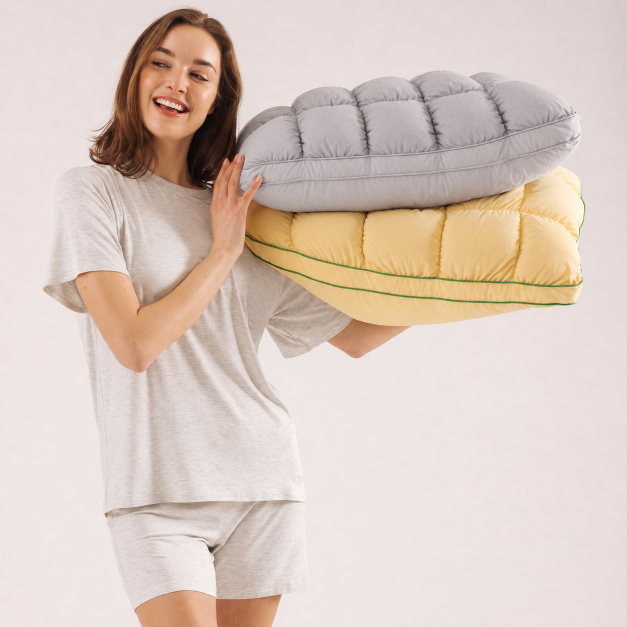 Pineapple Bread Grid Pillow | Dual Layer Fluffy Cooling Bed Pillow, Machine Washable Support Pillow for Side & Back Sleepers - 10