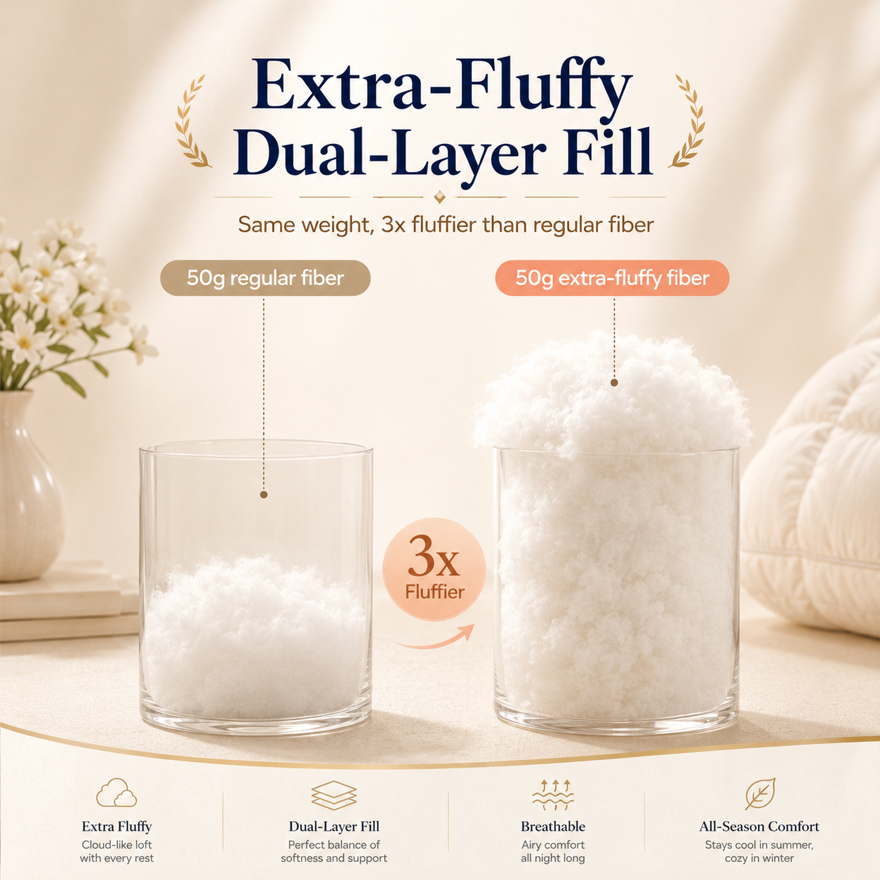 Pineapple Bread Grid Pillow | Dual Layer Fluffy Cooling Bed Pillow, Machine Washable Support Pillow for Side & Back Sleepers - 3